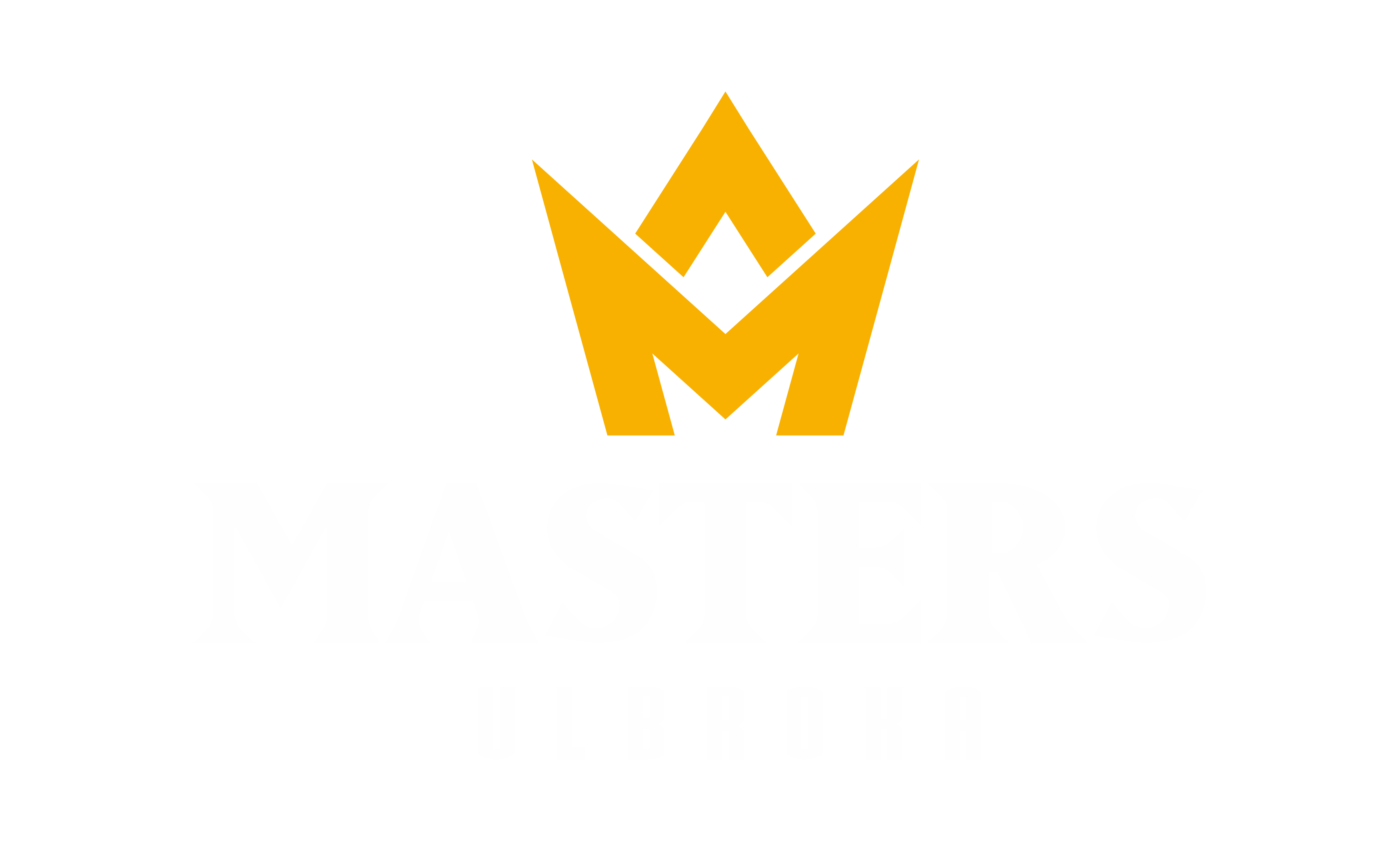 Masters Ulbroka logo - Vertikālais, Baltais (caurspīdīgs)
