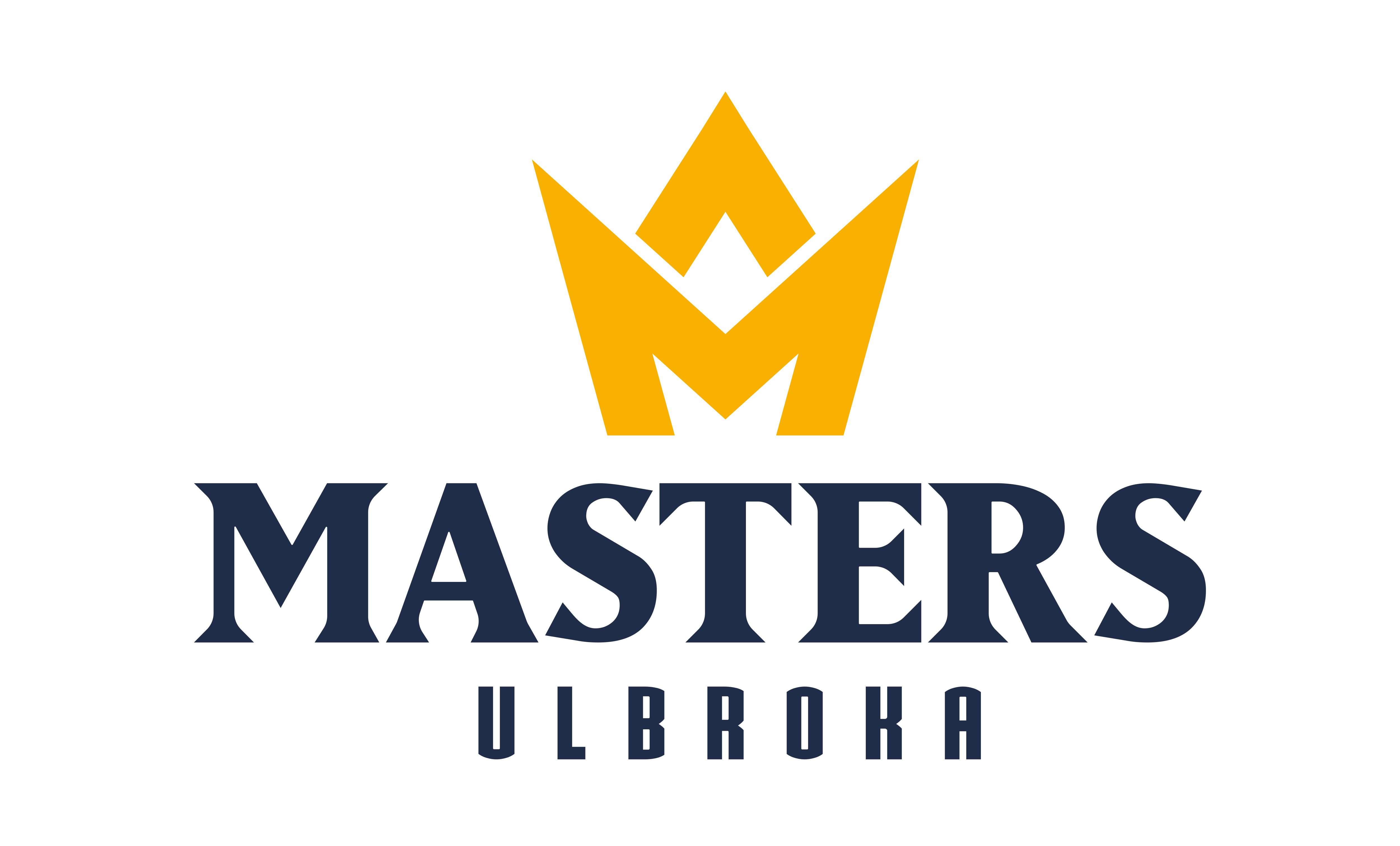 Masters Ulbroka logo - Vertikālais, Tumšais (caurspīdīgs)